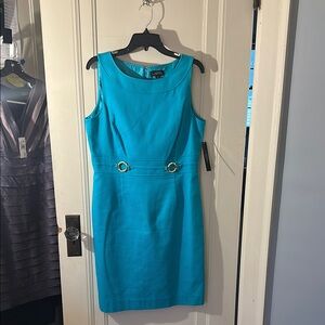 Tahari Turquoise Sleeveless Dress